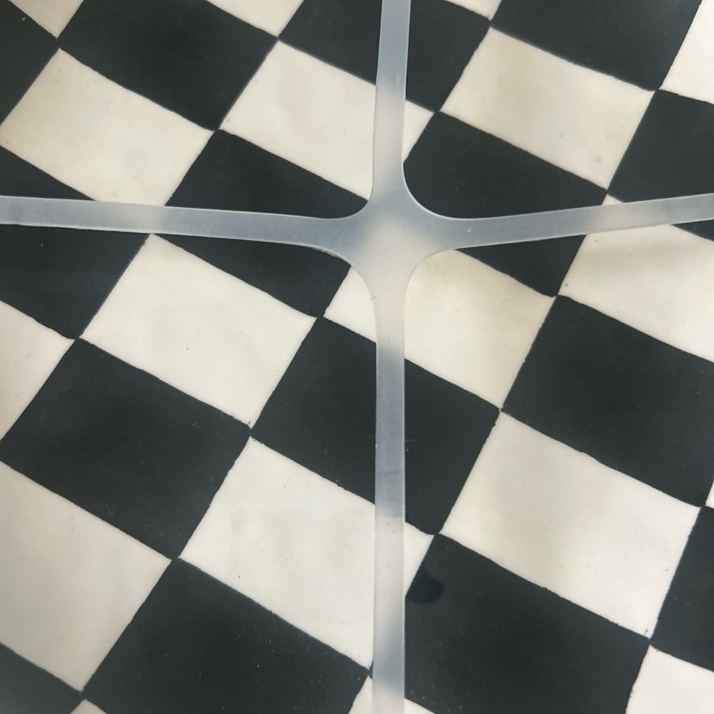 Black & White Checkered Melamine Salad Plates Set of 4 NEW - Picture 5 of 10